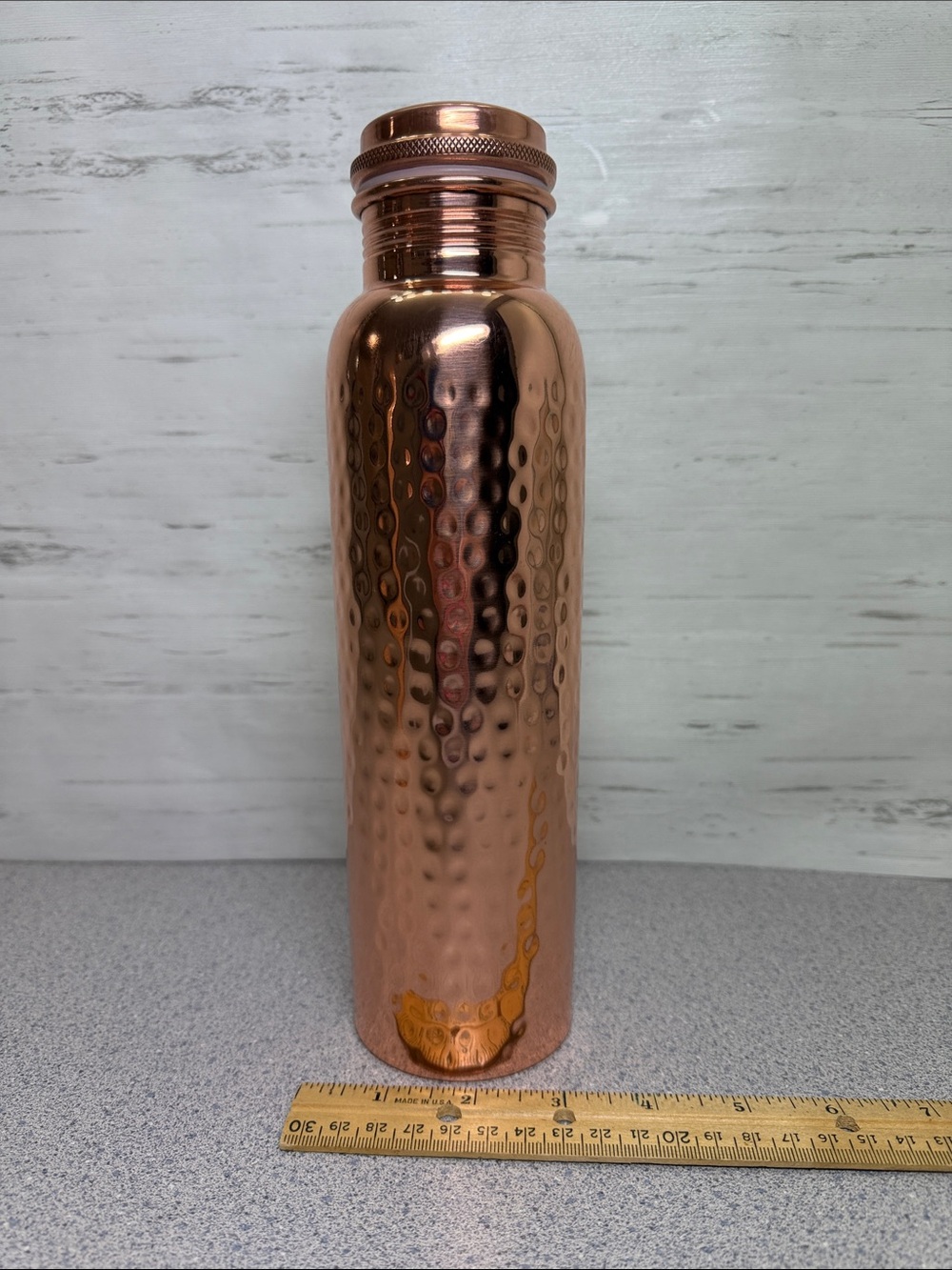Hammered Copper Water Bottle - Polished Copper Finish